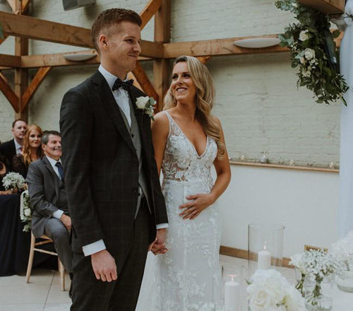 Baoleely Wonderful Illusion V-neck Sleeveless Lace Floor-length Mermaid Wedding Dress,MW444