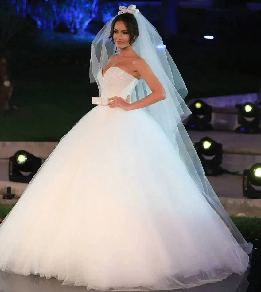 Luxury Crystal Beaded Ball Gown Wedding Dresses 2021 Princess Plus Size Country Western Wedding Gowns Bride Bridal Dress