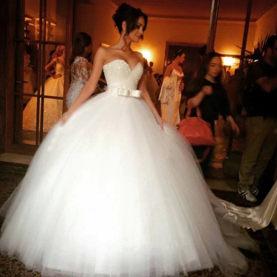 Luxury Crystal Beaded Ball Gown Wedding Dresses 2021 Princess Plus Size Country Western Wedding Gowns Bride Bridal Dress