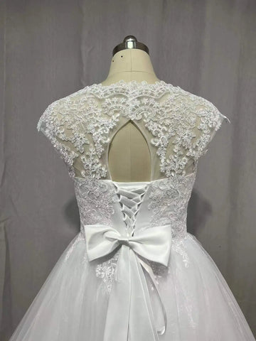 MYYBLE Vestidos de novia modernos bohemios con espalda descubierta y mangas casquillo, tallas grandes, hechos a medida, con foto real, colección 2022.