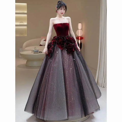 Red long prom dress ball gown evening dress classy gown Y7343