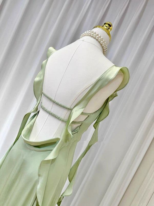 Robe d'été élégante à volants et rubans, dos nu, sexy et moulante, pour femme, Y7390