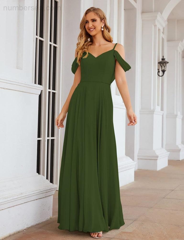 Baoleely Cold Shoulder Chiffon Bridesmaid Dresses Long Maxi Formal Prom Gowns for Women Party  SEA28059