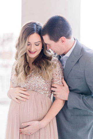 Vestido de maternidad con lentejuelas rosas, vestido maxi de maternidad para baby shower 