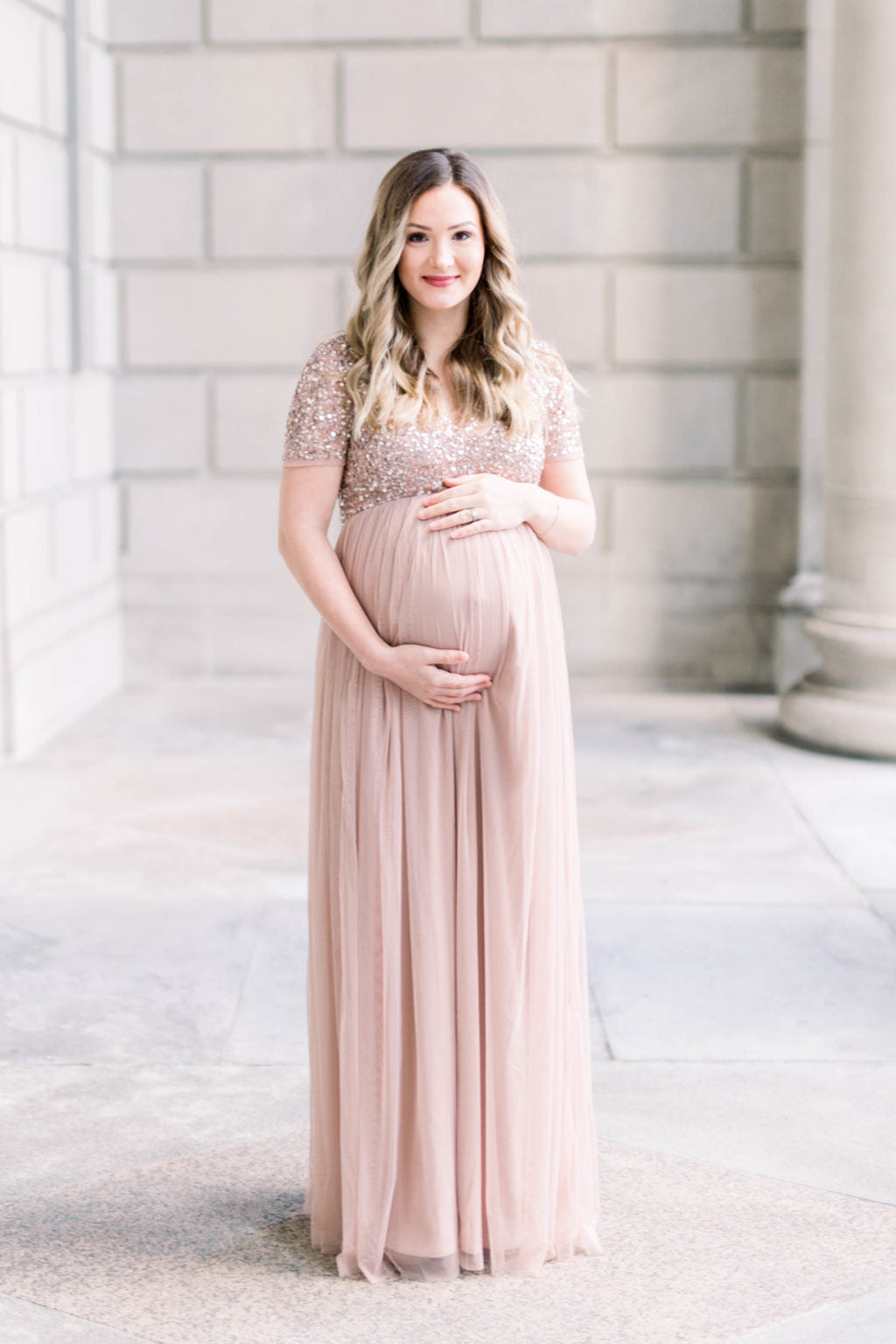 Vestido de maternidad con lentejuelas rosas, vestido maxi de maternidad para baby shower 
