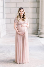 Vestido de maternidad con lentejuelas rosas, vestido maxi de maternidad para baby shower 