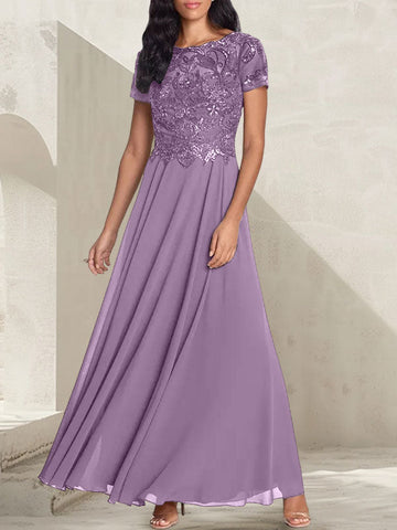 Charcoal Grey A-Line Scoop Long Mother of the Bride Dress With Beadings