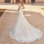 Robe De mariée sirène, épaules dénudées, Vintage, avec dentelle brodée, Sexy, col en v