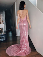 Vestidos de fiesta de sirena con volantes y lentejuelas SYP133
