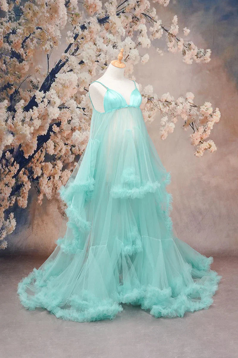 Vestidos de maternidad de malla verde claro