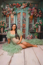 Vestido transparente para sesión de fotos de maternidad con abertura 