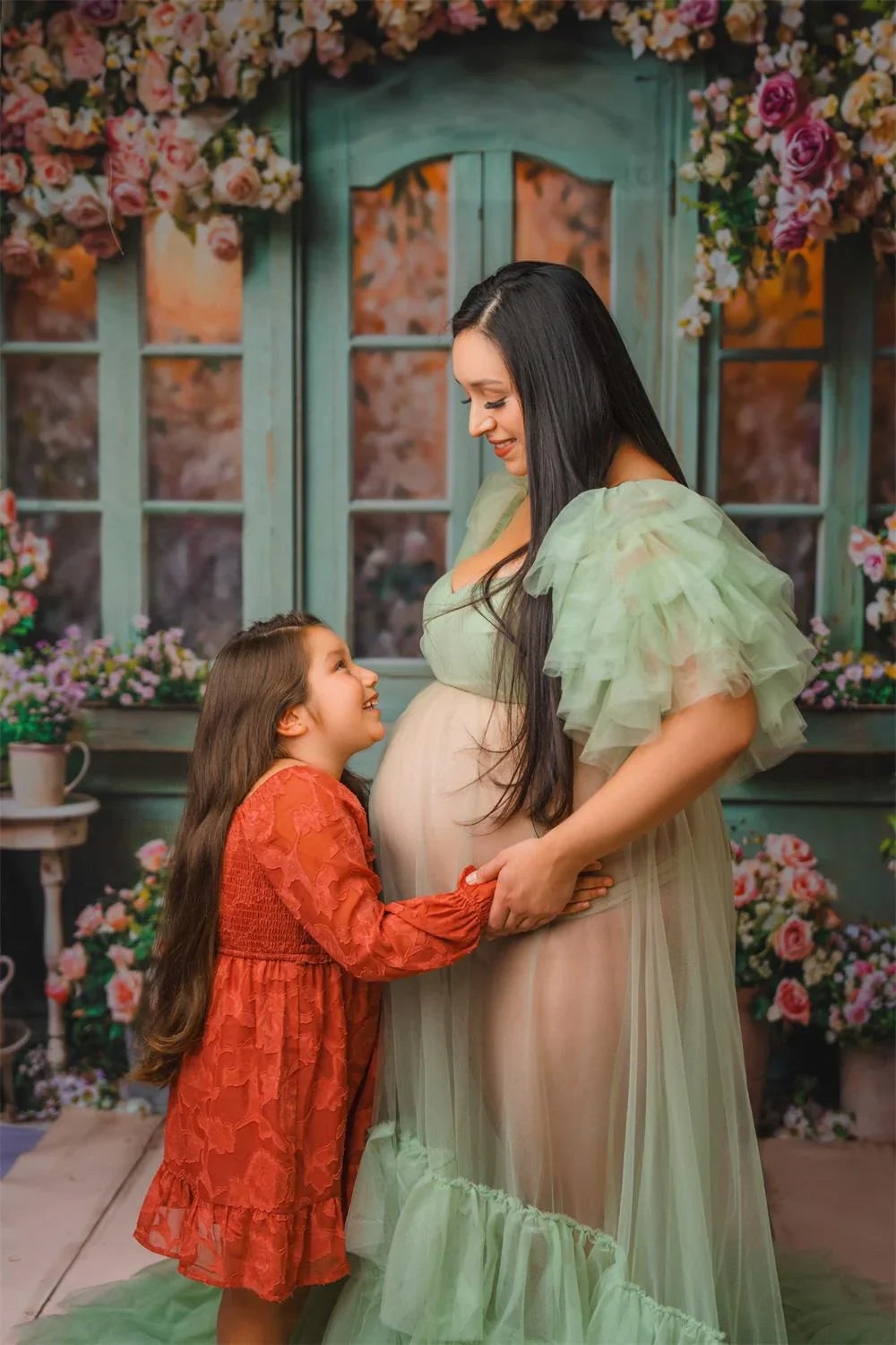 Vestido transparente para sesión de fotos de maternidad con abertura 