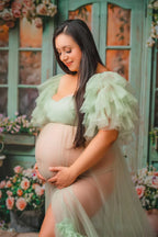 Vestido transparente para sesión de fotos de maternidad con abertura 