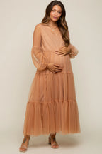 Vestido de maternidad de malla escalonada 