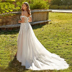 Modern Spaghetti Straps Wedding Dress A-Line New 2023 Civil Bride Bride A-Line Tulle Sweep Train Vestidos De Novia