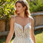 Modern Spaghetti Straps Wedding Dress A-Line New 2023 Civil Bride Bride A-Line Tulle Sweep Train Vestidos De Novia