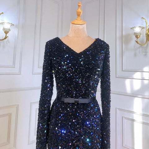 Moslim – sirène noire à paillettes, Avond Jurken, élégante, scintillante, Luxe, pour fête de mariage, LA71486, 2025 