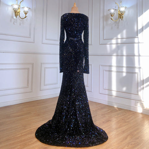 Moslim – sirène noire à paillettes, Avond Jurken, élégante, scintillante, Luxe, pour fête de mariage, LA71486, 2025 