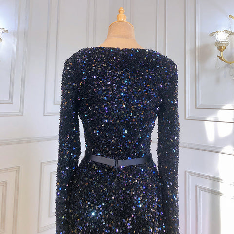 Moslim – sirène noire à paillettes, Avond Jurken, élégante, scintillante, Luxe, pour fête de mariage, LA71486, 2025 