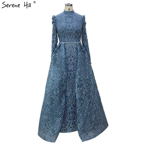 On Sale no return no refundSale Muslim Black Crystal Long Sleeves Evening Dresses 2025 Mermaid Luxury High-end Evening Gowns Plus Size LA70419