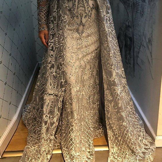 On Sale no return no refundSale Muslim Black Crystal Long Sleeves Evening Dresses 2025 Mermaid Luxury High-end Evening Gowns Plus Size LA70419