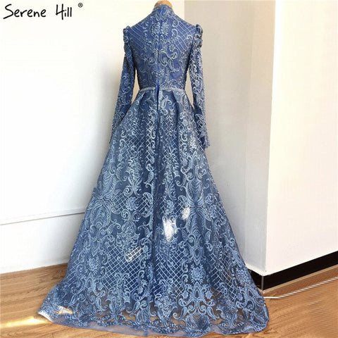 On Sale no return no refundSale Muslim Black Crystal Long Sleeves Evening Dresses 2025 Mermaid Luxury High-end Evening Gowns Plus Size LA70419