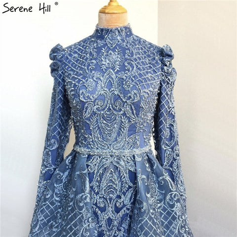 On Sale no return no refundSale Muslim Black Crystal Long Sleeves Evening Dresses 2025 Mermaid Luxury High-end Evening Gowns Plus Size LA70419