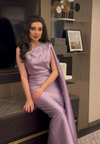 Sheath One Shoulder Satin Evening Dress Chic Gala Dress Y5349