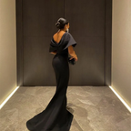 Robe de soirée longue noire élégante pour femme, fendue, épaules dénudées, coupe sirène, modèle Y4760