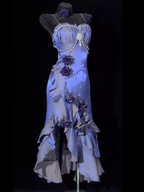 Robe de soirée sirène violette unique à fleurs 3D, bretelles spaghetti, robe de bal Y8347