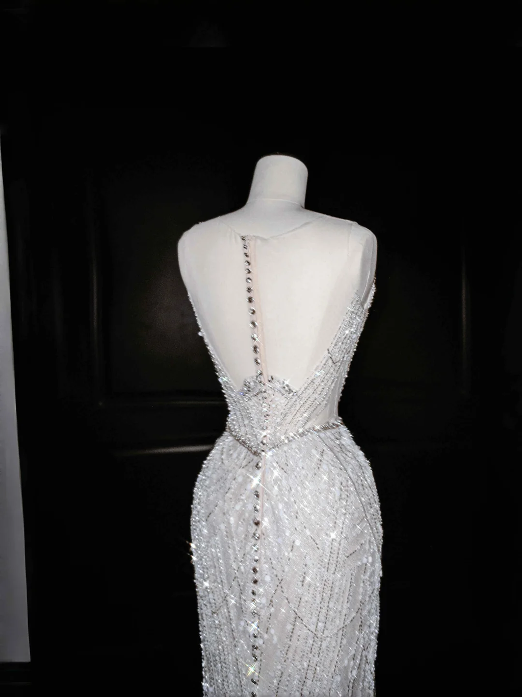 Robe de bal sirène longue en tulle blanc pailleté et perles, robe de soirée, robe de mariée Y8666