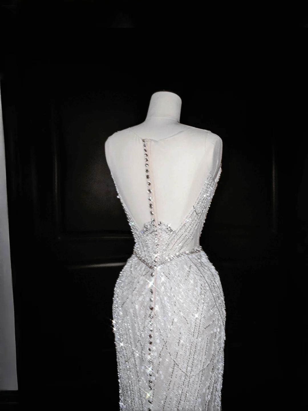 Robe de bal sirène longue en tulle blanc pailleté et perles, robe de soirée, robe de mariée Y8666