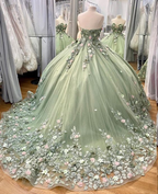 Robe de bal Quinceañera en dentelle, robe de bal Sweet 16 ornée de fleurs Y2062