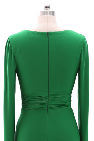 Robe longue pour mère de la mariée, manches longues, col en V, robe de soirée Y785