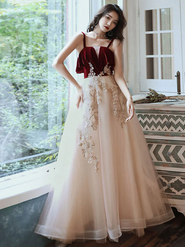 Vestido largo de fiesta verde de corte A con encaje y tul, vestido de noche formal verde Y1928