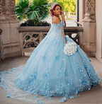 Vestido rosa para quinceañera, vestido de gala rosa con flores 3D, vestido de princesa rosa Y2337
