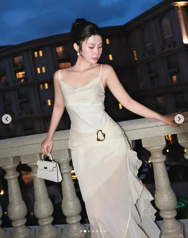 Elegant White Chiffon Mermaid Evening Dress Long Layered Prom Dress Y7716