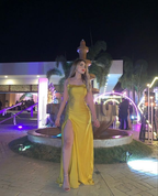 Vestido largo de fiesta con abertura, vestido de noche formal Y6022