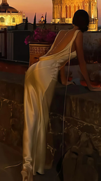 Vestido de noche largo de satén sin espalda, sexy y ajustado, modelo Y8280
