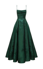 Vestido de fiesta verde esmeralda corte A con tirantes finos, elegante vestido de noche Y1799