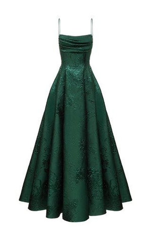 Robe de bal vert émeraude à fines bretelles, coupe trapèze, robe de soirée chic Y1799
