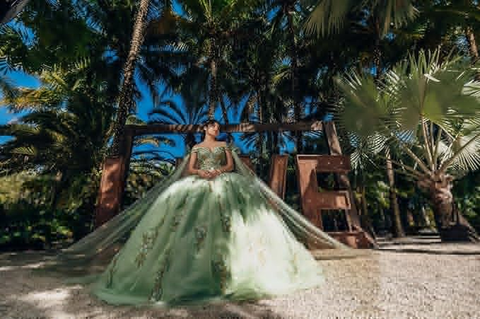 Robe de bal/robe de quinceañera en tulle vert sauge, robe de 16 ans Y5387