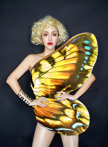 Robe de cocktail rouge courte à papillons Y8486