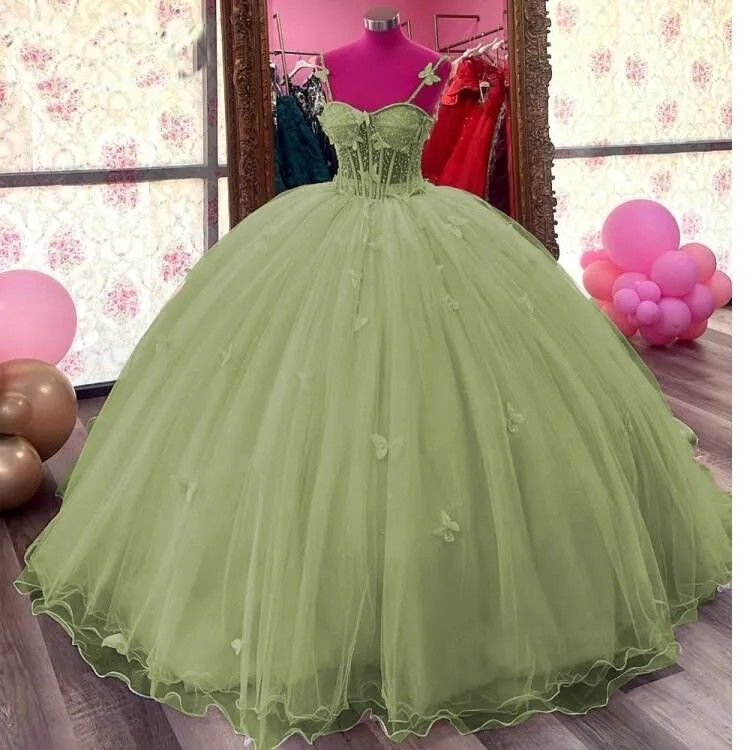 Vestido de princesa de tul morado glamuroso con mariposas, vestido de baile, vestido para quinceañera Y5463