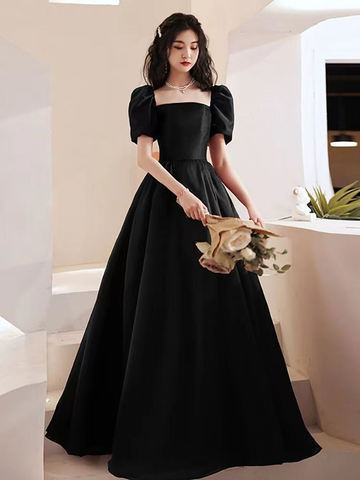 Robe de soirée noire, style nouveau, en satin, robe de bal, robe de princesse pour anniversaire, sur mesure Y4953