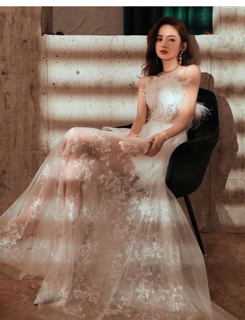 Vestido de fiesta transparente de estilo retro sexy, vestido de noche blanco, Y2407