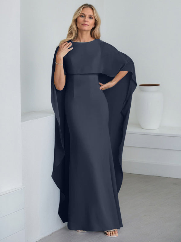 Vestido de gasa de corte recto, largo hasta el suelo, para la madre de la novia, con volantes en cascada. 