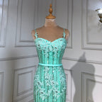 On Sale no return no refundSale Navy Blue Luxury Mermaid Lace Elegant Evening Dresses Spaghetti Strap Beaded 2025 For Women Party LA6105