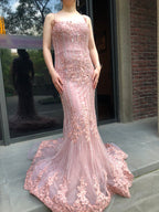 On Sale no return no refundSale Navy Blue Luxury Mermaid Lace Elegant Evening Dresses Spaghetti Strap Beaded 2025 For Women Party LA6105