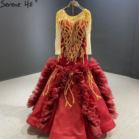 Navy Blue Mermaid High-end Sexy Evening Dresses 2025 Long Sleeve Beading Lace Up Sexy Formal Dress HM67132